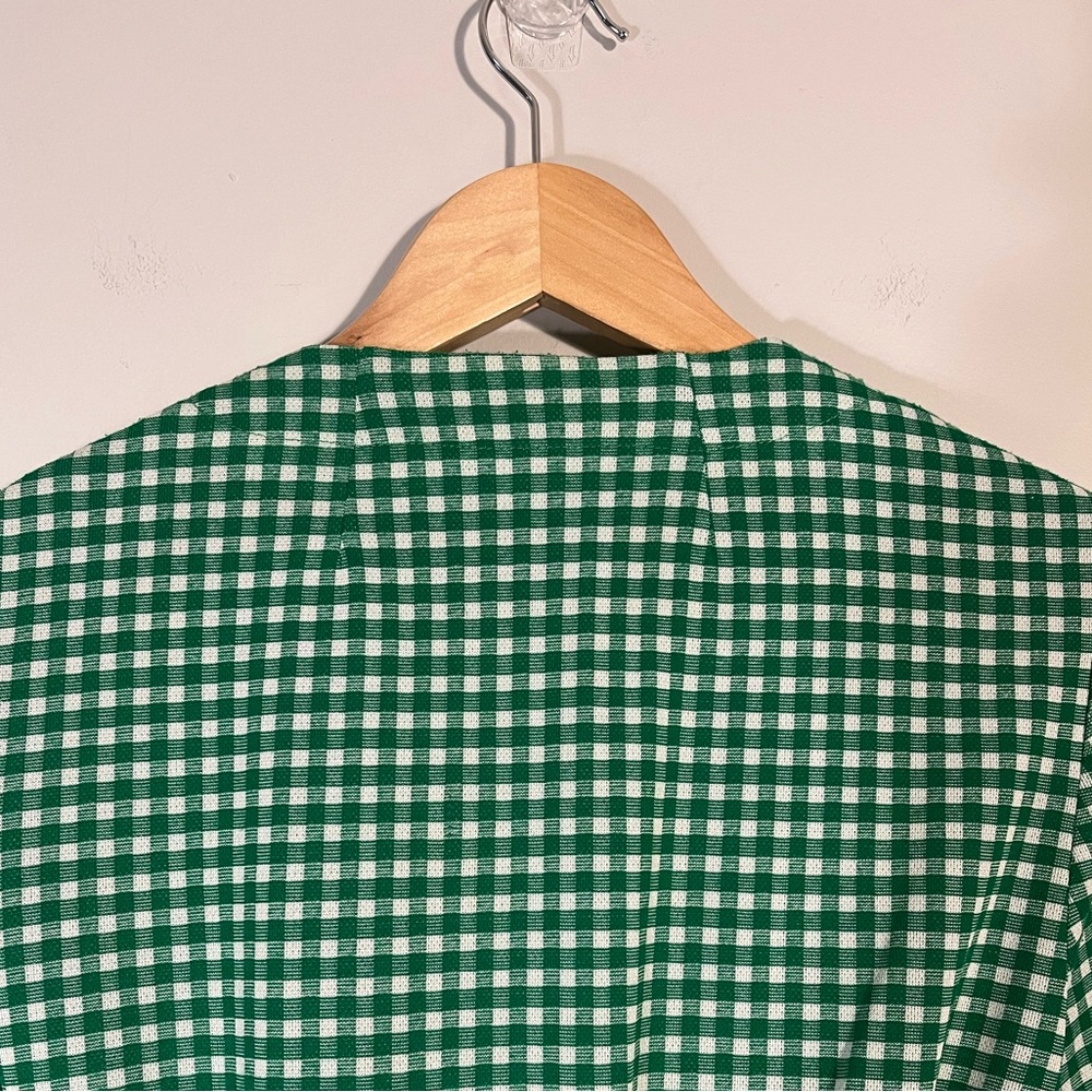 RARE Vintage Green Gingham Belted Tie Waist Blazer Handmade Small - Picture 7 of 11